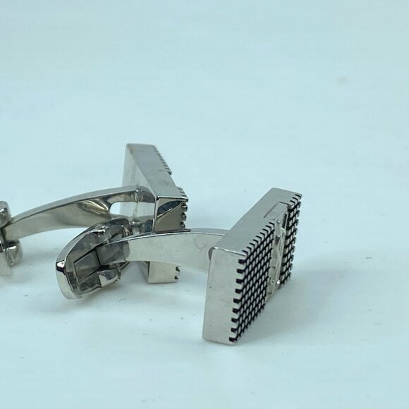 Yves Saint Laurent Rectangular cufflinks design YSL silver tone GS545 - Picture 5 of 6